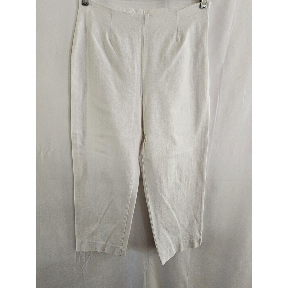 Cleo Pants Womens White Denim Side Zip Slacks Size 10
